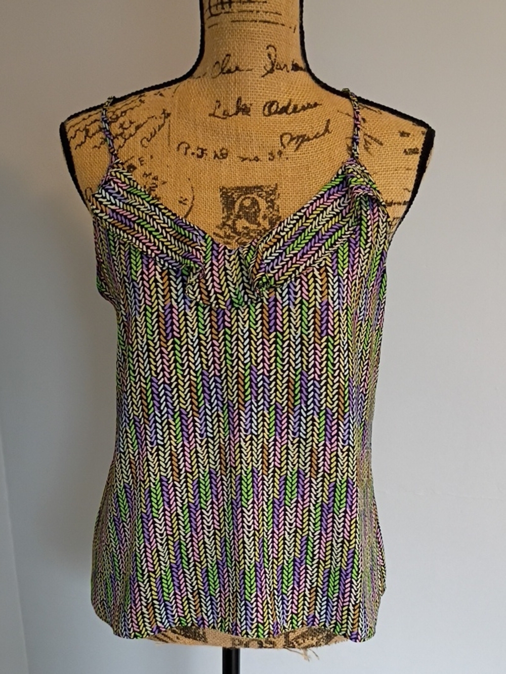 CAbi Multicolor Striped Knit Cami — Green, Purple, Black, Cream, Pink